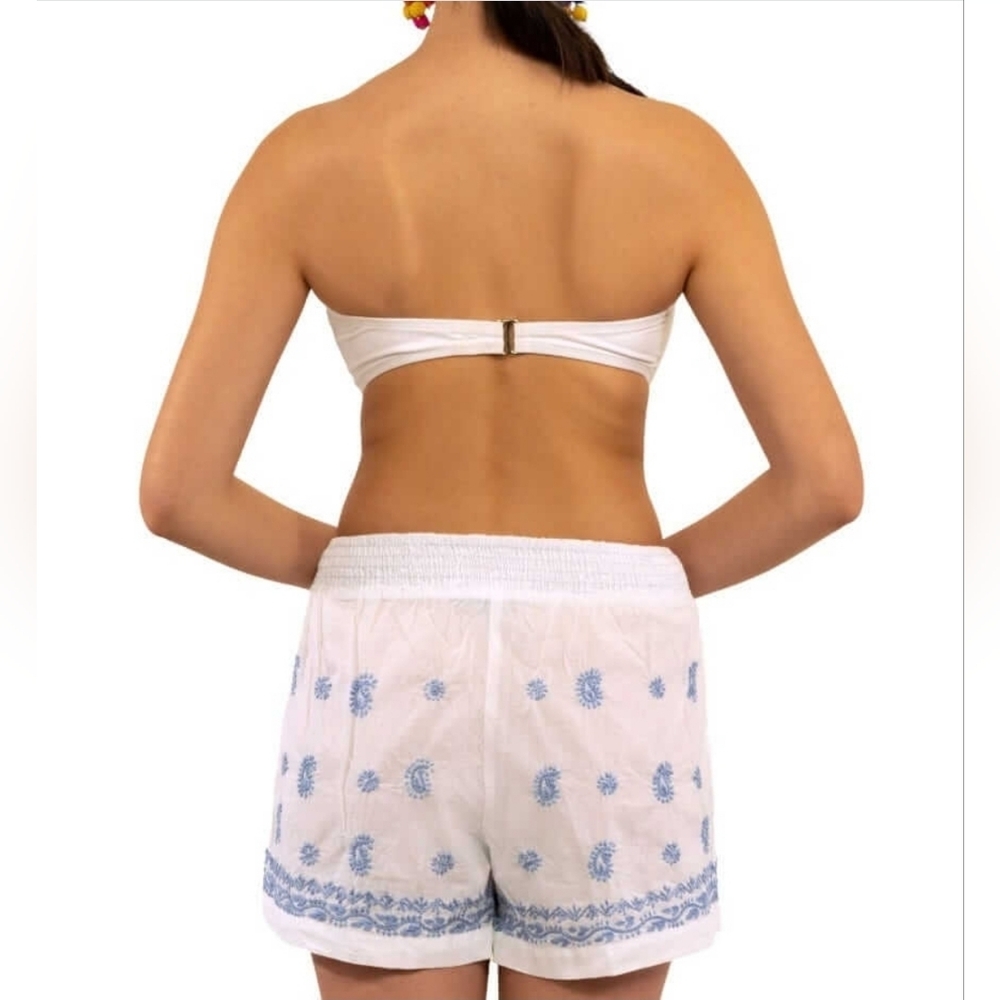 Gretchen Scott Dynasty Hand Embroidered Shorts Periwinkle Size Medium - Picture 2 of 7